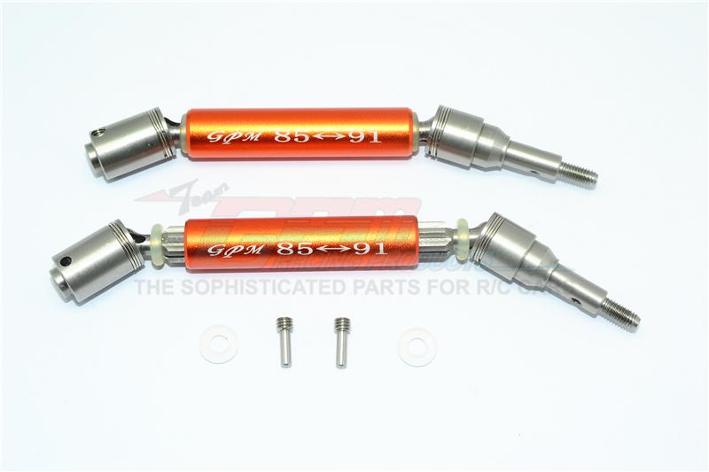 Traxxas XO-01 Supercar Stainless Steel 304 + Aluminum Front CVD Drive Shaft - 1Pr Set Orange