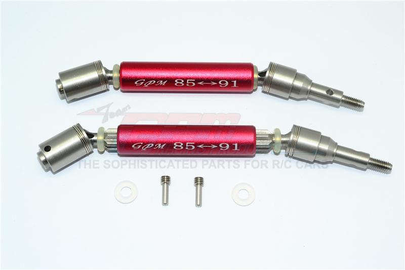 Traxxas XO-01 Supercar Stainless Steel 304 + Aluminum Front CVD Drive Shaft - 1Pr Set Red