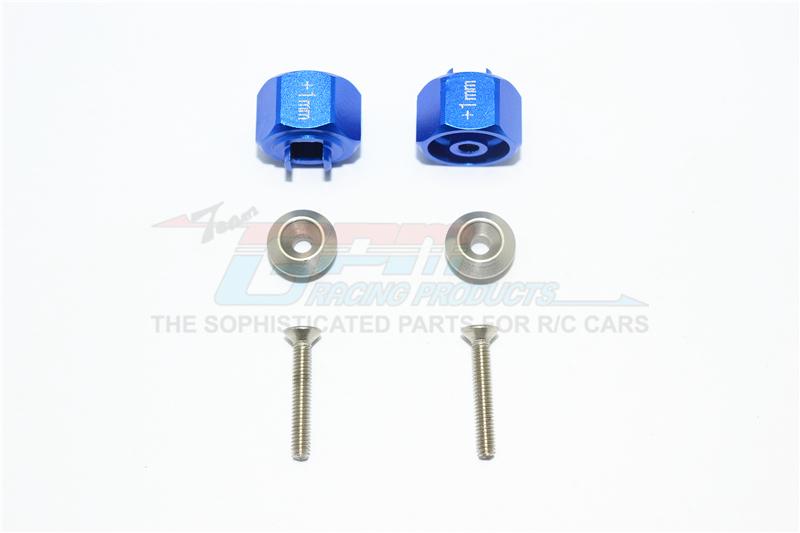 Tamiya T3-01 Dancing Rider Trike Aluminum Wheel Hex Adapter (+1mm) - 1Pr Set Blue