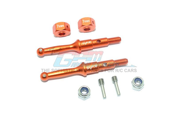 Tamiya T3-01 Dancing Rider Trike Aluminum Rear Wheel Shaft With Hex Adapter (7mm) - 8Pc Set Orange