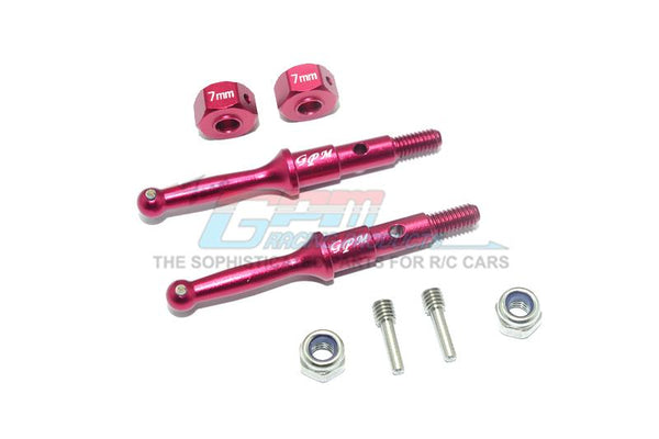 Tamiya T3-01 Dancing Rider Trike Aluminum Rear Wheel Shaft With Hex Adapter (7mm) - 8Pc Set Red