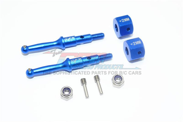 Tamiya T3-01 Dancing Rider Trike Aluminum Rear Wheel Shaft With Hex Adapter (+2mm) - 4Pc Set Blue