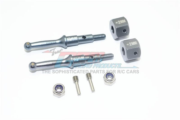 Tamiya T3-01 Dancing Rider Trike Aluminum Rear Wheel Shaft With Hex Adapter (+2mm) - 4Pc Set Gray Silver