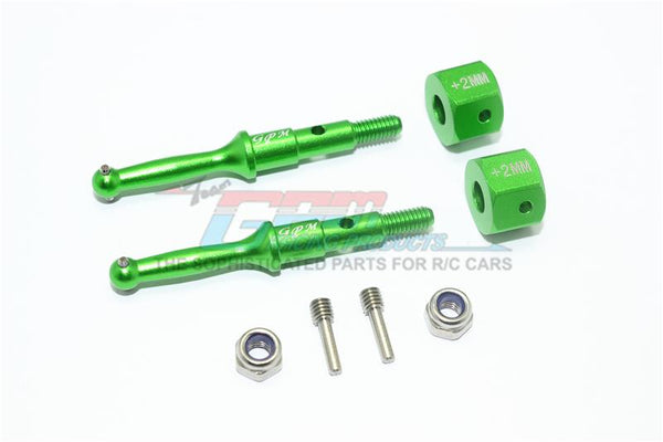 Tamiya T3-01 Dancing Rider Trike Aluminum Rear Wheel Shaft With Hex Adapter (+2mm) - 4Pc Set Green