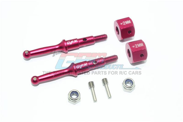 Tamiya T3-01 Dancing Rider Trike Aluminum Rear Wheel Shaft With Hex Adapter (+2mm) - 4Pc Set Red