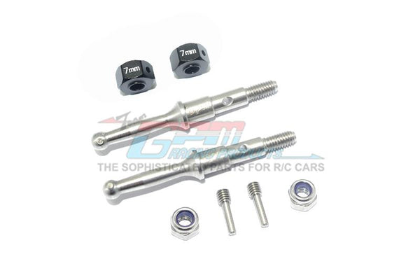 Tamiya T3-01 Dancing Rider Trike Stainless Steel Rear Wheel Shaft With Aluminum Hex Adapter (7mm) - 8Pc Set Black