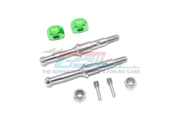 Tamiya T3-01 Dancing Rider Trike Stainless Steel Rear Wheel Shaft With Aluminum Hex Adapter (7mm) - 8Pc Set Green