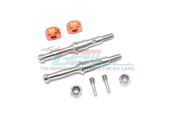 Tamiya T3-01 Dancing Rider Trike Stainless Steel Rear Wheel Shaft With Aluminum Hex Adapter (7mm) - 8Pc Set Orange