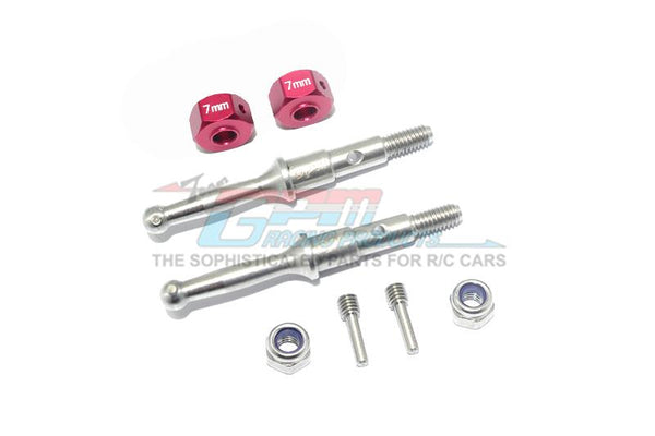 Tamiya T3-01 Dancing Rider Trike Stainless Steel Rear Wheel Shaft With Aluminum Hex Adapter (7mm) - 8Pc Set Red