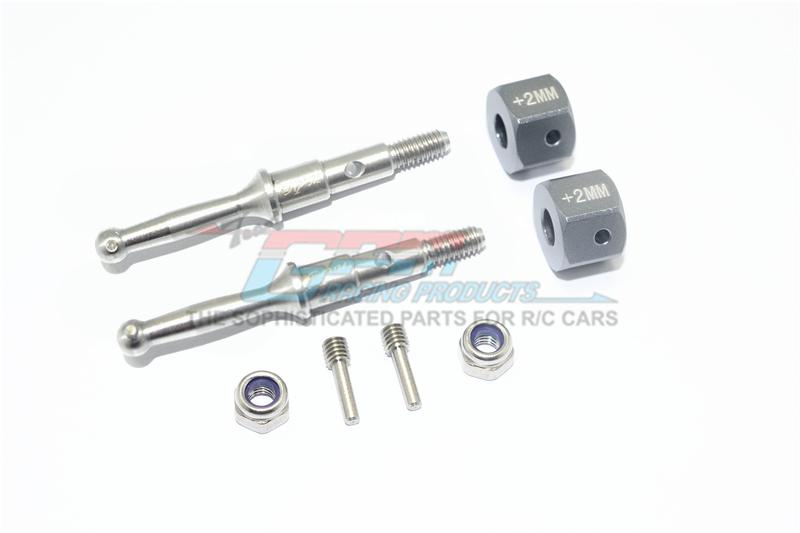 Tamiya T3-01 Dancing Rider Trike Stainless Steel Rear Wheel Shaft With Aluminum Hex Adapter (+2mm) - 4Pc Set Gray Silver