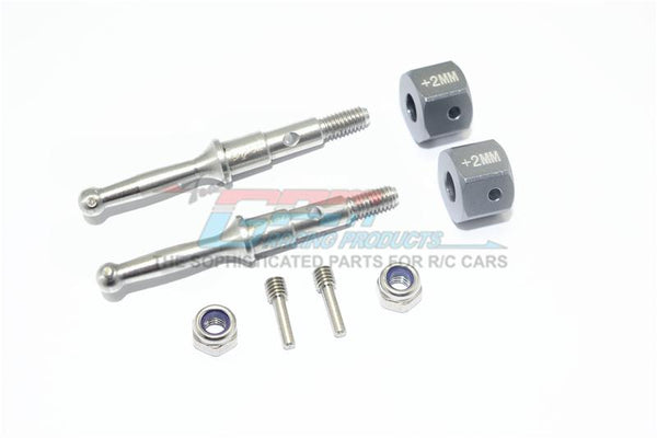 Tamiya T3-01 Dancing Rider Trike Stainless Steel Rear Wheel Shaft With Aluminum Hex Adapter (+2mm) - 4Pc Set Gray Silver