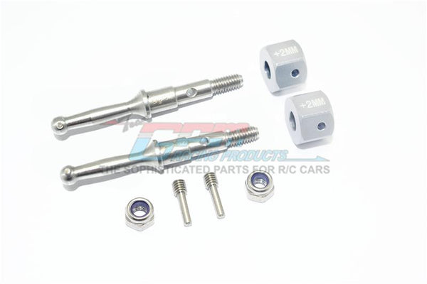 Tamiya T3-01 Dancing Rider Trike Stainless Steel Rear Wheel Shaft With Aluminum Hex Adapter (+2mm) - 4Pc Set Silver