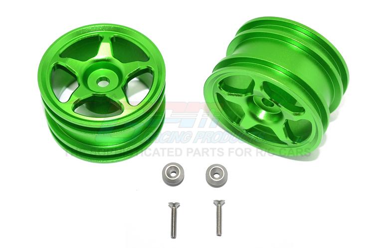 Tamiya T3-01 Dancing Rider Trike Aluminum Rear Wheel (5 Poles Design) - 1Pr Set Green