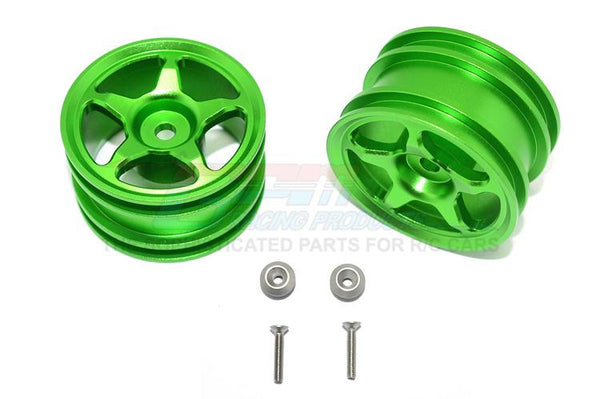 Tamiya T3-01 Dancing Rider Trike Aluminum Rear Wheel (5 Poles Design) - 1Pr Set Green