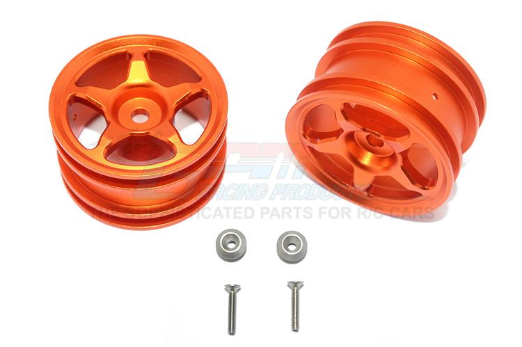 Tamiya T3-01 Dancing Rider Trike Aluminum Rear Wheel (5 Poles Design) - 1Pr Set Orange