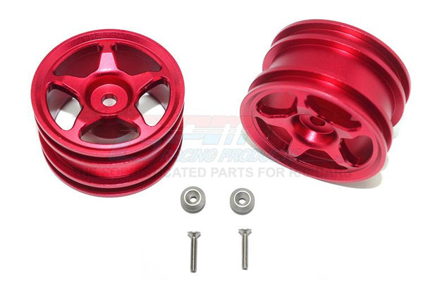 Tamiya T3-01 Dancing Rider Trike Aluminum Rear Wheel (5 Poles Design) - 1Pr Set Red