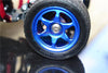 Tamiya T3-01 Dancing Rider Trike Aluminum Rear Wheel (6 Poles Design) - 1Pr Set Black