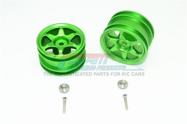 Tamiya T3-01 Dancing Rider Trike Aluminum Rear Wheel (6 Poles Design) - 1Pr Set Green