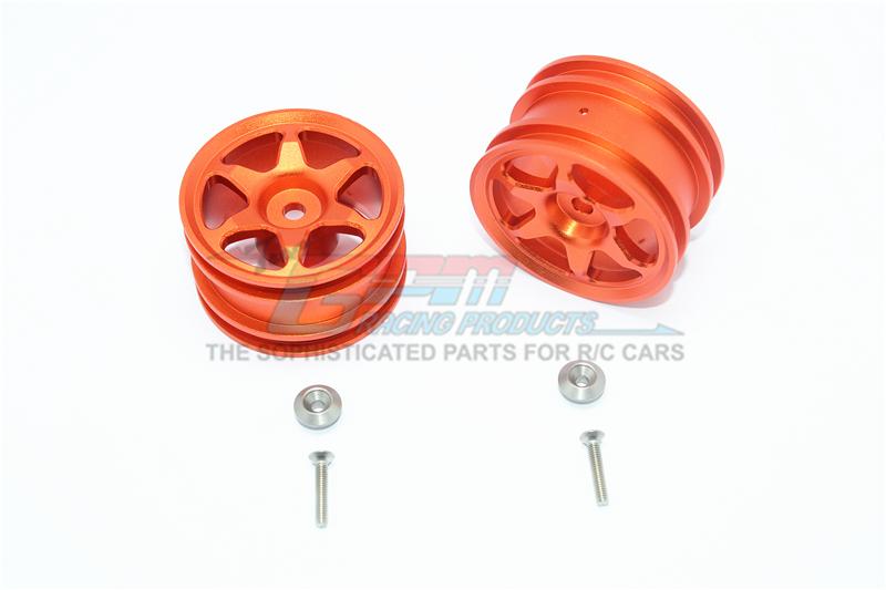 Tamiya T3-01 Dancing Rider Trike Aluminum Rear Wheel (6 Poles Design) - 1Pr Set Orange