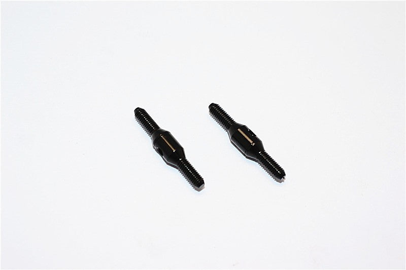 Aluminum 3mm Clockwise And Anti Clockwise Turnbuckles (Total Length 25mm, Both Sides Thread 7.5mm, Body 10mm) - 1Pr Black - JTeamhobbies