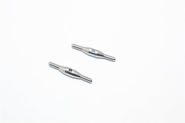 Aluminum 3mm Clockwise And Anti Clockwise Turnbuckles (Total Length 30mm, Both Sides Thread 7.5mm, Body 15mm) - 1Pr Gray Silver - JTeamhobbies