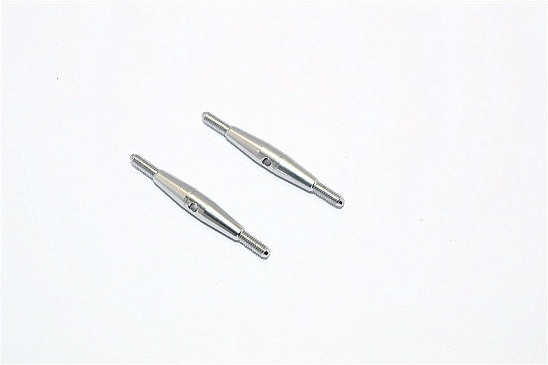 Aluminum 3mm Clockwise And Anti Clockwise Turnbuckles (Total Length 40mm, Both Sides Thread 7.5mm, Body 25mm) - 1Pr Gray Silver - JTeamhobbies