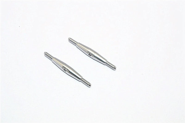 Aluminum 3mm Clockwise And Anti Clockwise Turnbuckles (Total Length 40mm, Both Sides Thread 7.5mm, Body 25mm) - 1Pr Gray Silver - JTeamhobbies