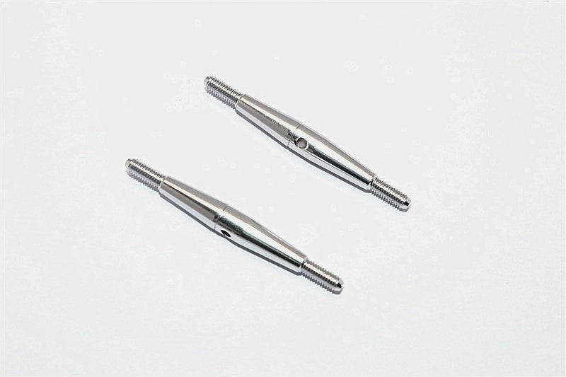 Aluminum 3mm Clockwise And Anti Clockwise Turnbuckles (Total Length 45mm, Both Sides Thread 7.5mm, Body 30mm) - 1Pr Gray Silver - JTeamhobbies