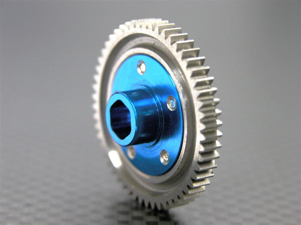 Team Associated RC18T Titanium Main Gear (55T) With Aluminum Adaptor - 1 Set Blue