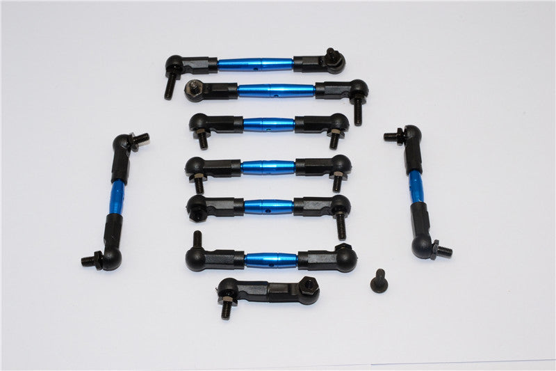 Tamiya TB04 Aluminum Steering & Push Rods - 9 Pcs Set Blue