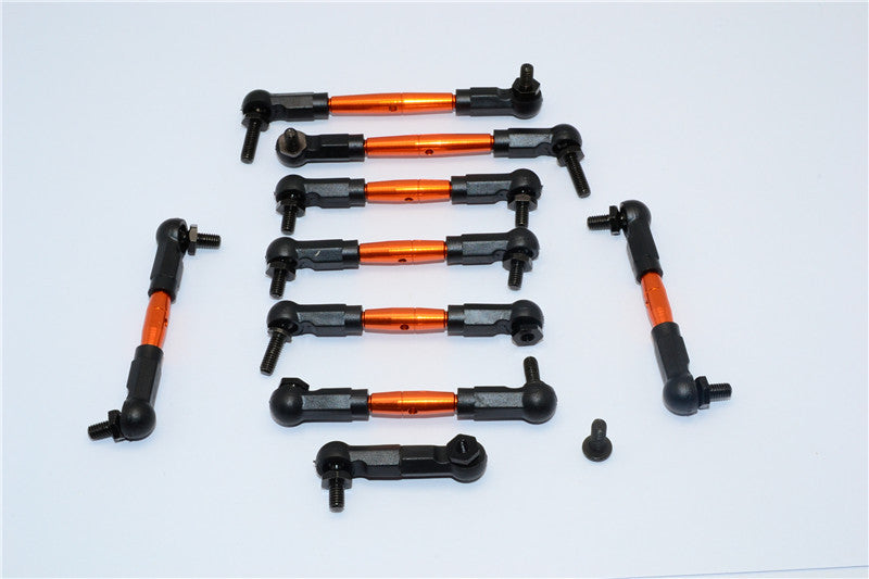 Tamiya TB04 Aluminum Steering & Push Rods - 9 Pcs Set Orange