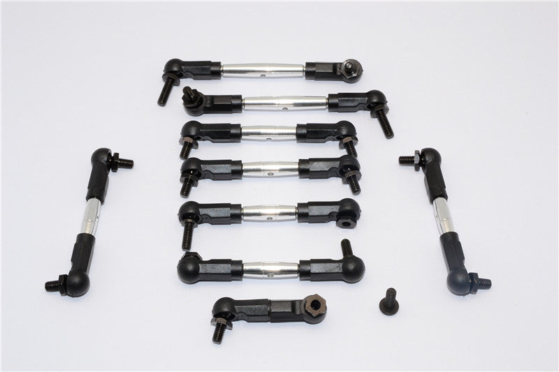 Tamiya TB04 Aluminum Steering & Push Rods - 9 Pcs Set Silver