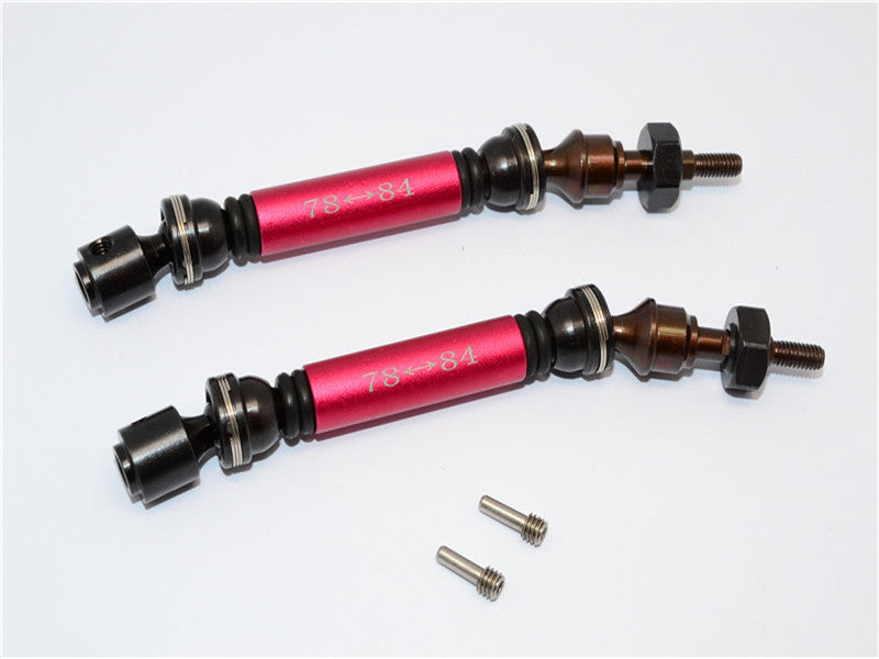 Traxxas Telluride 4X4 / Deegan 38 Fiesta ST Rally Steel+Aluminum Front CVD Drive Shaft With 12mmx6mm Wheel Hex - 1Pr Set Red