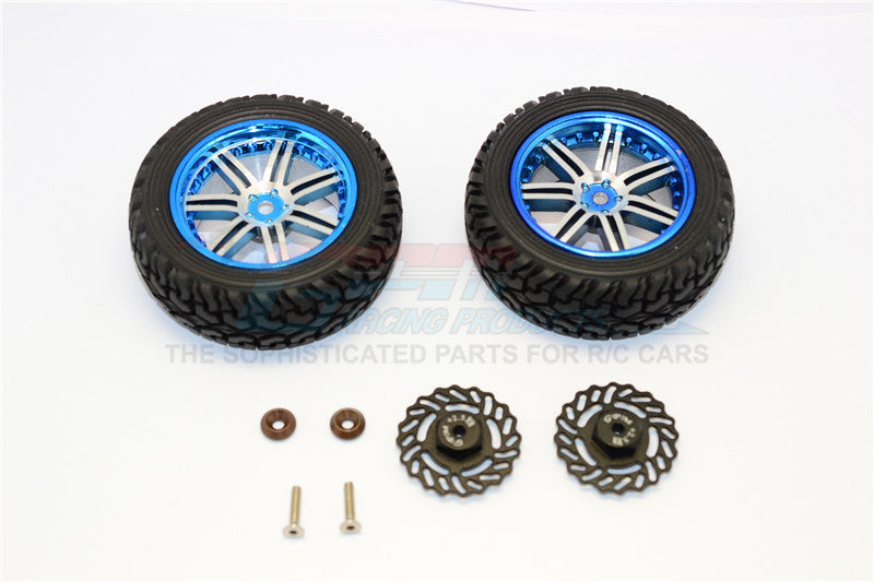 Traxxas LaTrax Teton & LaTrax SST Aluminum Front Brake Disk +2.5mm Thick With Wheels & Tires - 1Pr Set Black