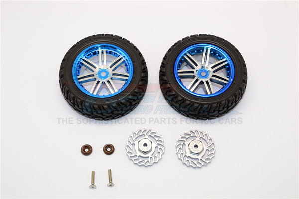 Traxxas LaTrax Teton & LaTrax SST Aluminum Front Brake Disk +2.5mm Thick With Wheels & Tires - 1Pr Set Gray Silver