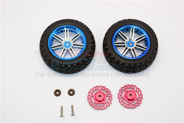 Traxxas LaTrax Teton & LaTrax SST Aluminum Front Brake Disk +2.5mm Thick With Wheels & Tires - 1Pr Set Red