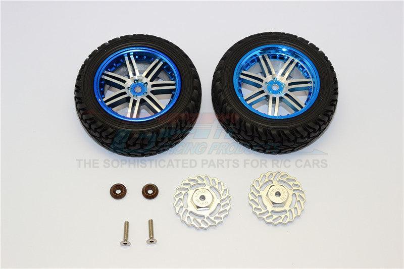 Traxxas LaTrax Teton & LaTrax SST Aluminum Front Brake Disk +2.5mm Thick With Wheels & Tires - 1Pr Set Silver