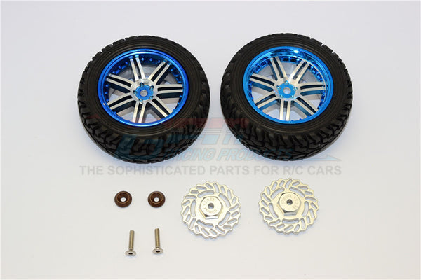Traxxas LaTrax Teton & LaTrax SST Aluminum Front Brake Disk +2.5mm Thick With Wheels & Tires - 1Pr Set Silver