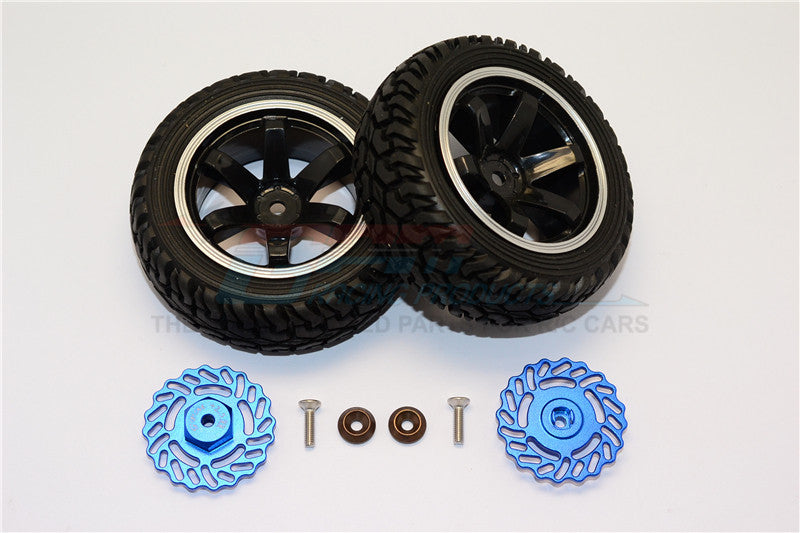 Traxxas LaTrax Teton & LaTrax SST Aluminum Brake Disk +2.5mm Thick With Tires And Wheels - 4Pcs Set Blue+Black