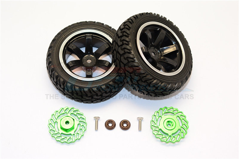 Traxxas LaTrax Teton & LaTrax SST Aluminum Brake Disk +2.5mm Thick With Tires And Wheels - 4Pcs Set Green+Black