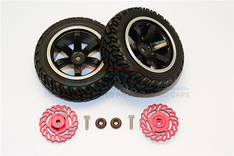 Traxxas LaTrax Teton & LaTrax SST Aluminum Brake Disk +2.5mm Thick With Tires And Wheels - 4Pcs Set Red+Black
