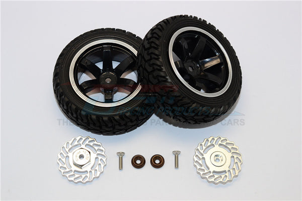 Traxxas LaTrax Teton & LaTrax SST Aluminum Brake Disk +2.5mm Thick With Tires And Wheels - 4Pcs Set Silver+Black