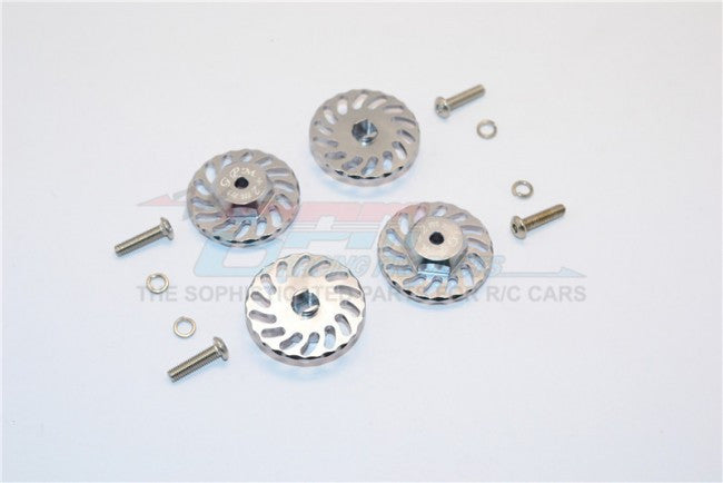 Traxxas LaTrax Teton & LaTrax SST Aluminum Wheel Hex Adapter +2mm With Brake Disk - 4Pcs Set Gray Silver