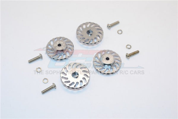 Traxxas LaTrax Teton & LaTrax SST Aluminum Wheel Hex Adapter +2mm With Brake Disk - 4Pcs Set Gray Silver