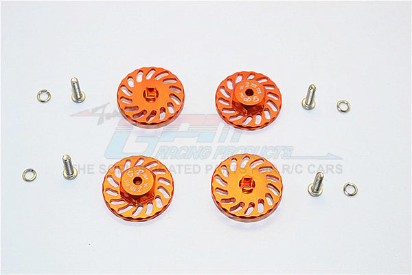 Traxxas LaTrax Teton & LaTrax SST Aluminum Wheel Hex Adapter +2mm With Brake Disk - 4Pcs Set Orange