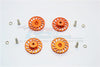Traxxas LaTrax Teton & LaTrax SST Aluminum Wheel Hex Adapter +2mm With Brake Disk - 4Pcs Set Orange