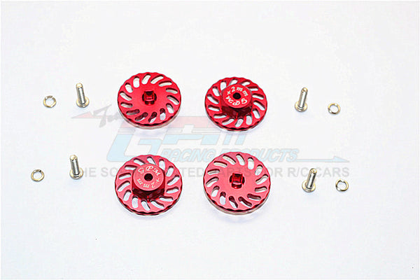 Traxxas LaTrax Teton & LaTrax SST Aluminum Wheel Hex Adapter +2mm With Brake Disk - 4Pcs Set Red