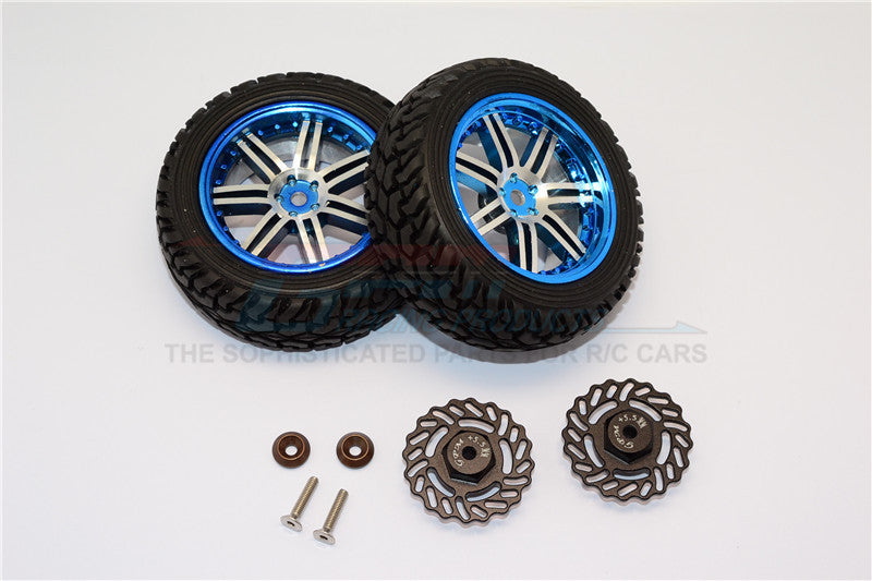 Traxxas LaTrax Teton & LaTrax SST Aluminum Rear Brake Disk +5.5mm Thick With Wheels & Tires - 1Pr Set Black