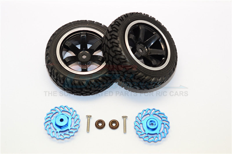 Traxxas LaTrax Teton & LaTrax SST Aluminum Brake Disk +5.5mm Thick With Tires And Wheels - 4Pcs Set Blue+Black