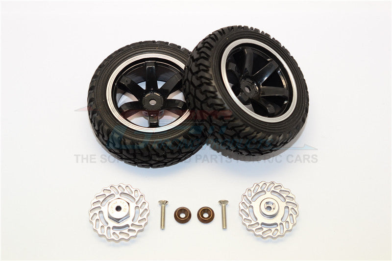 Traxxas LaTrax Teton & LaTrax SST Aluminum Brake Disk +5.5mm Thick With Tires And Wheels - 4Pcs Set Gray+Black